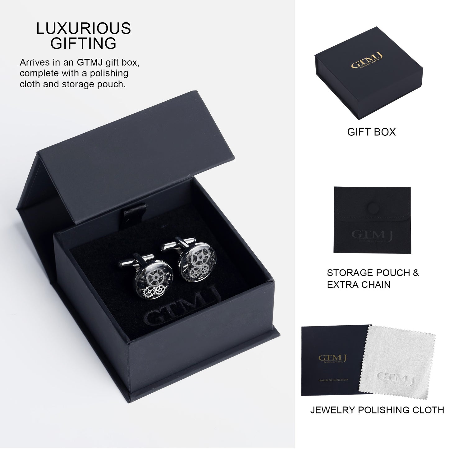 Sliver Steampunk Mens Cufflinks