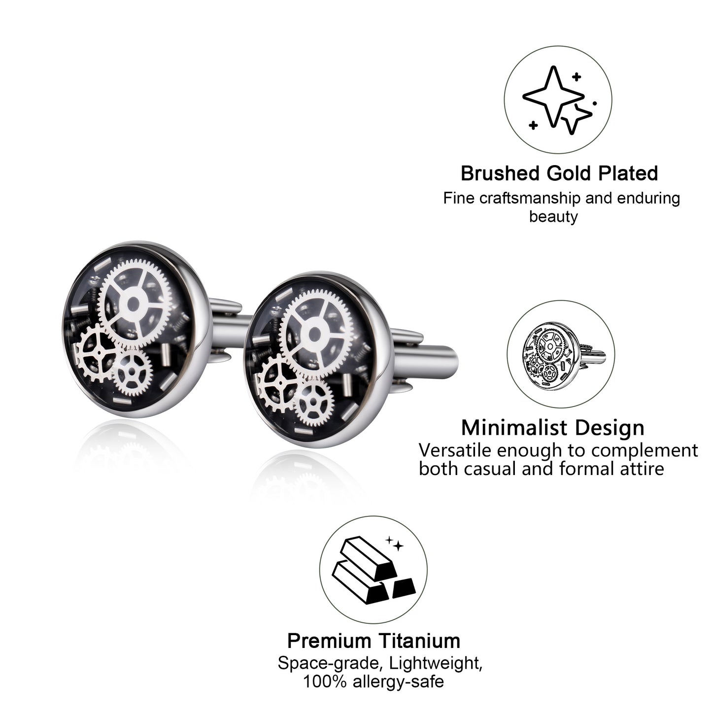 Sliver Steampunk Mens Cufflinks