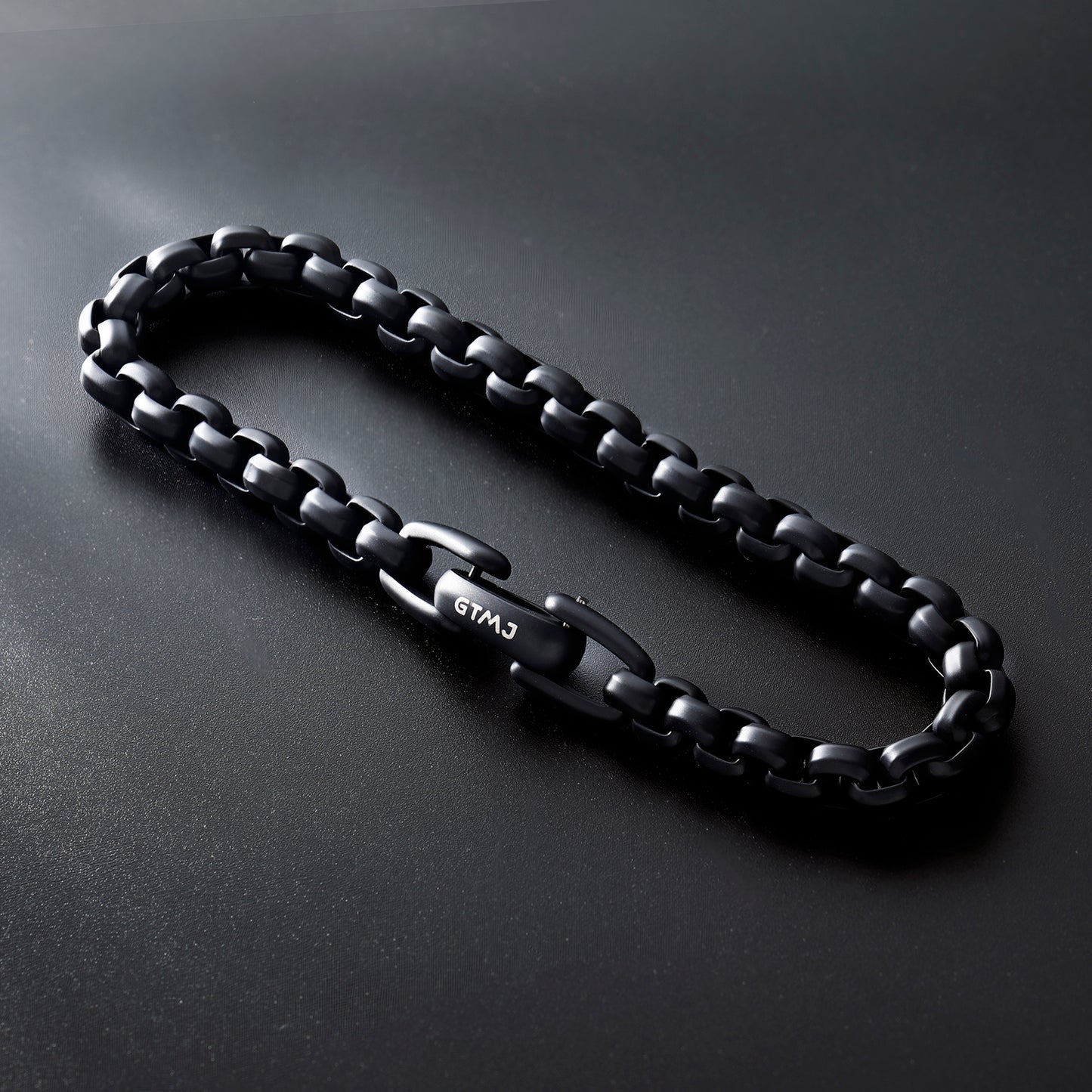 Matte Finish Black IP Stainless Steel Bold Box Chain Bracelet