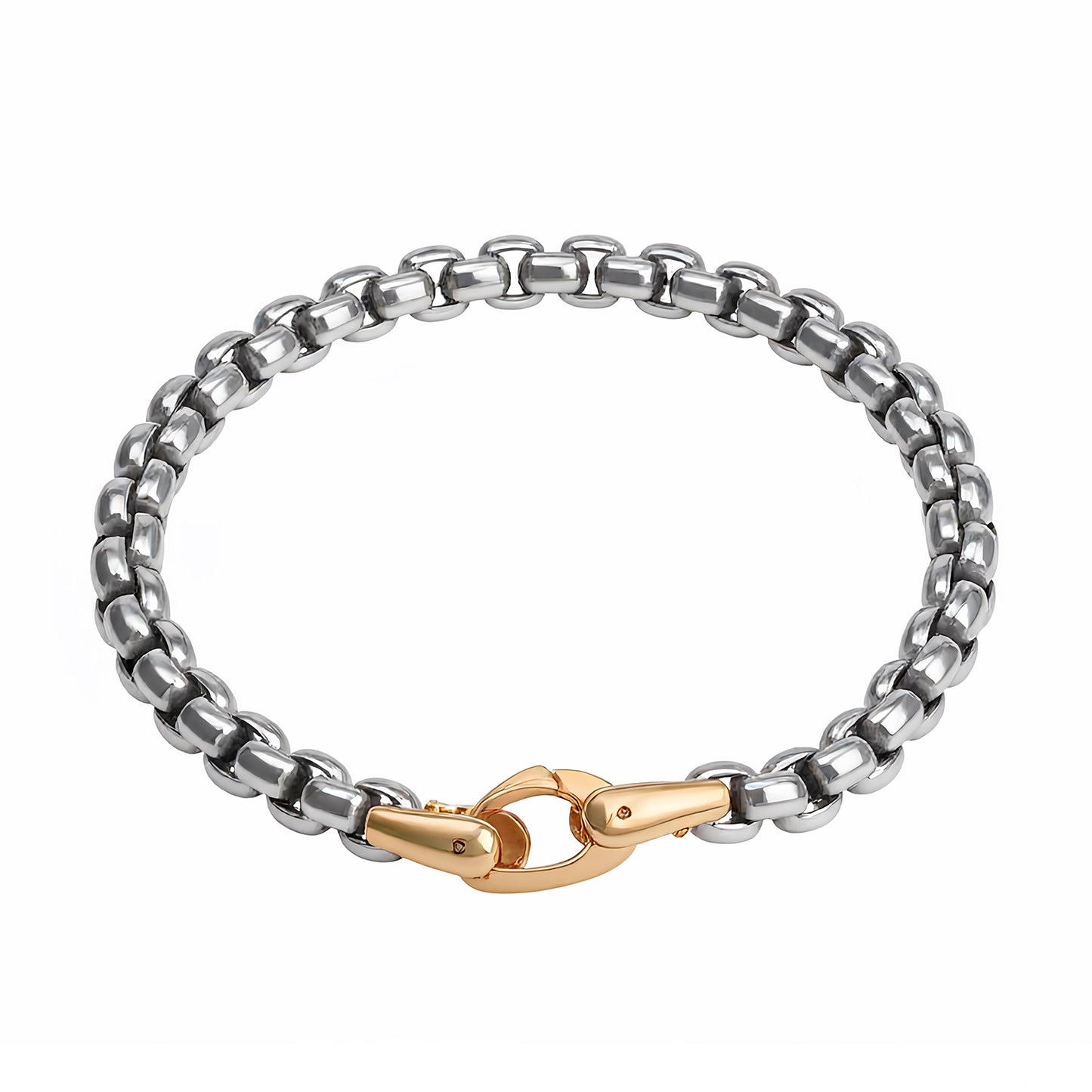 Two Tone Gold 316L Stainless Steel Bold Box Chain Bracelet
