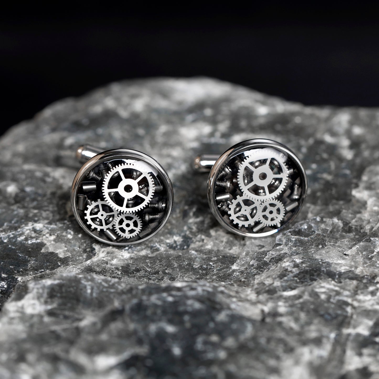 Sliver Steampunk Mens Cufflinks