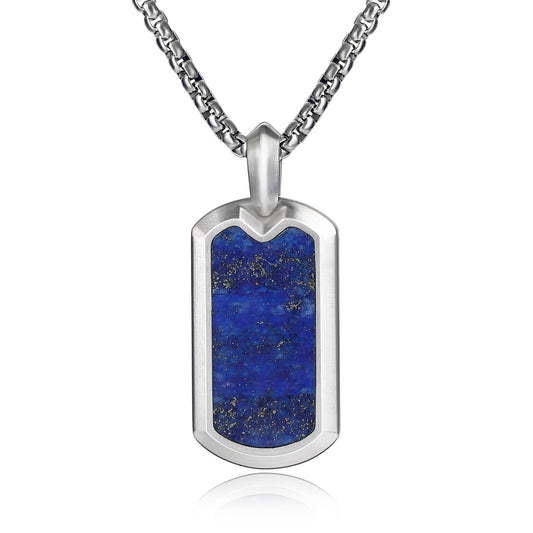Lapis Lazuli Dog Tag Pendant Necklace