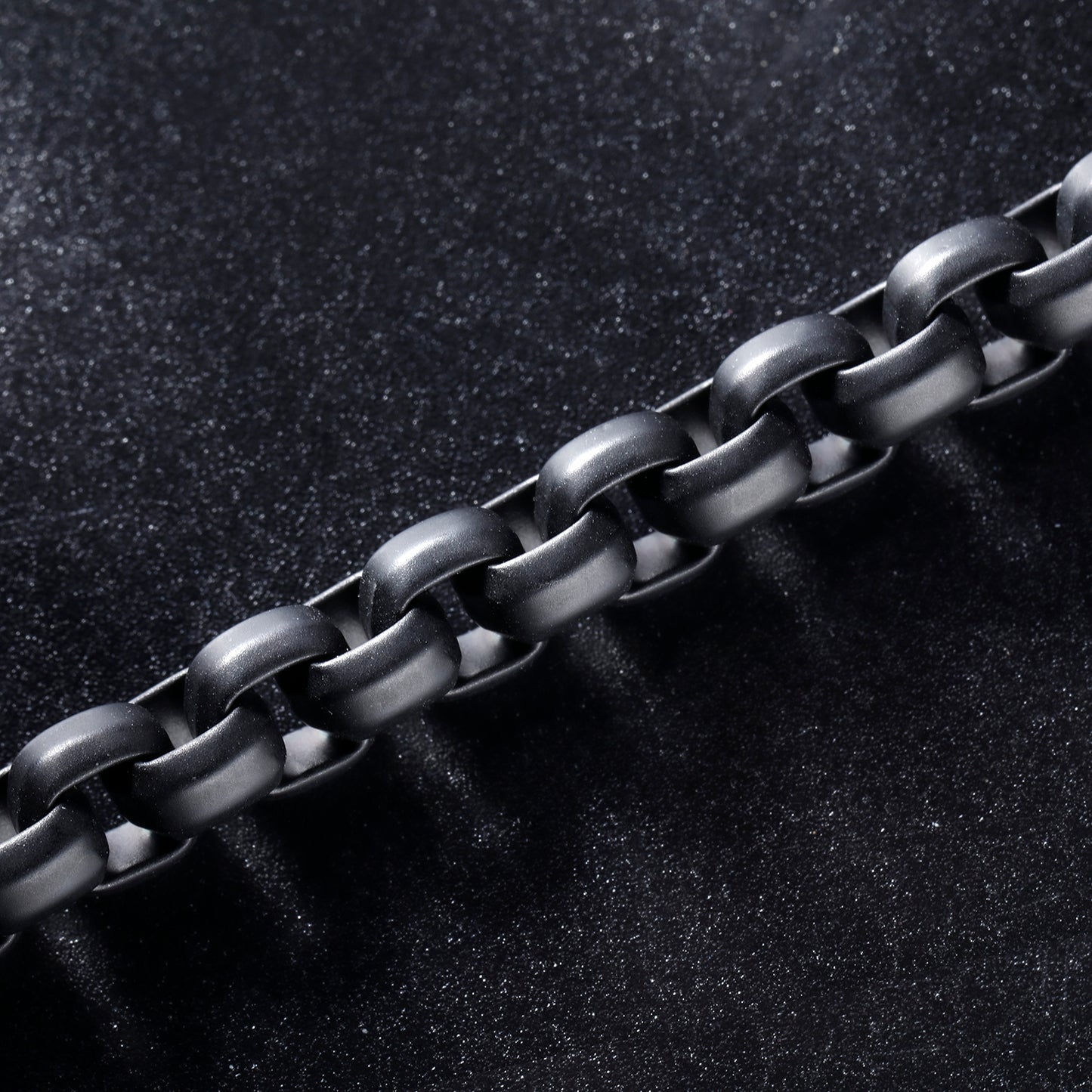 Matte Finish Black IP Stainless Steel Bold Box Chain Bracelet