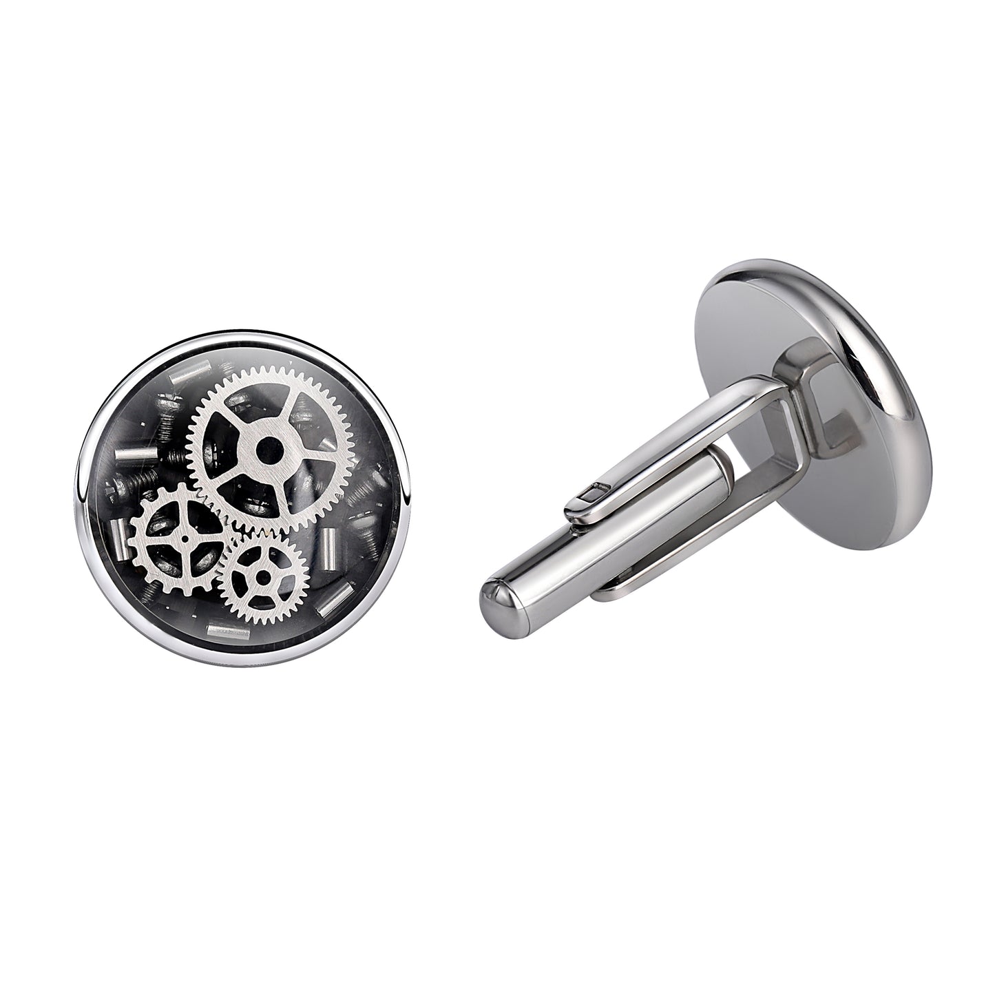 Sliver Steampunk Mens Cufflinks