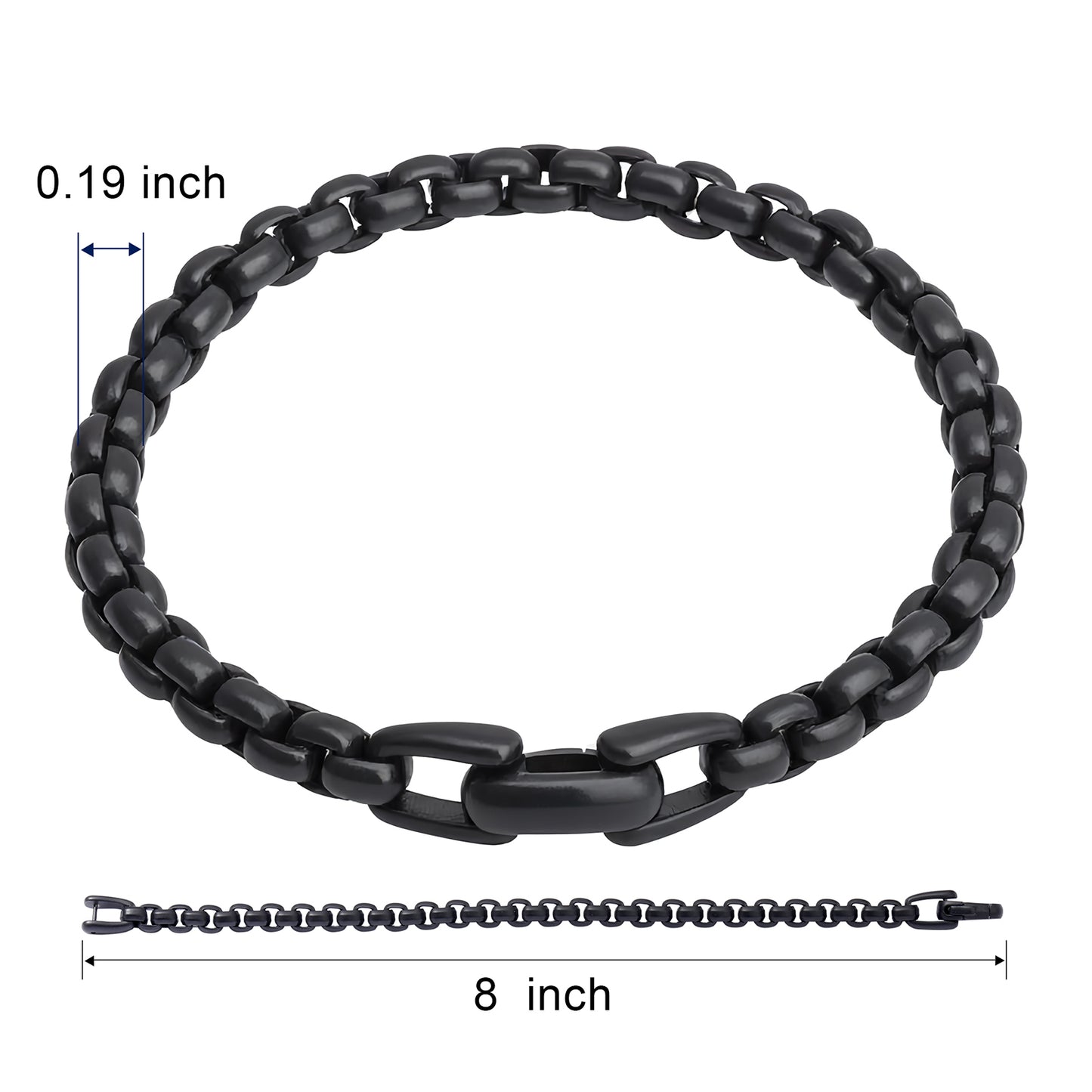Matte Finish Black IP Stainless Steel Bold Box Chain Bracelet
