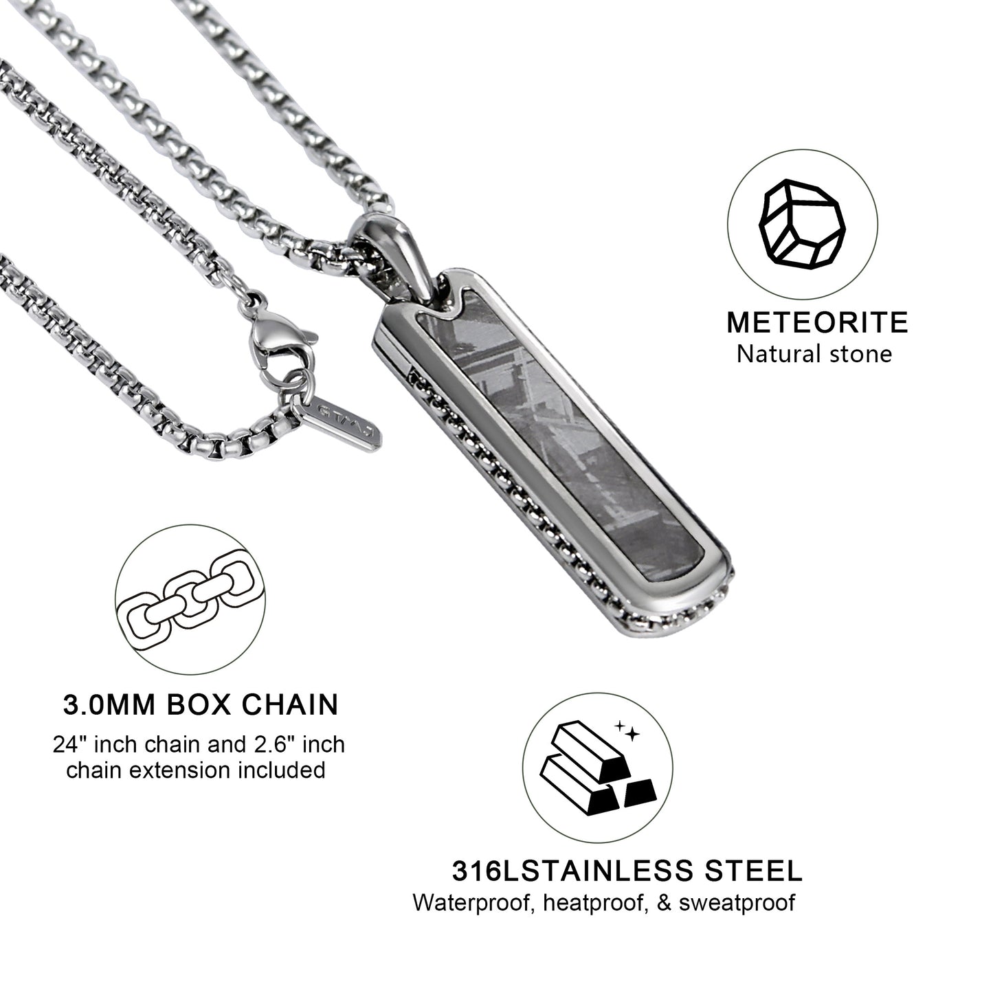 Meteorite Column Pendant Necklaces