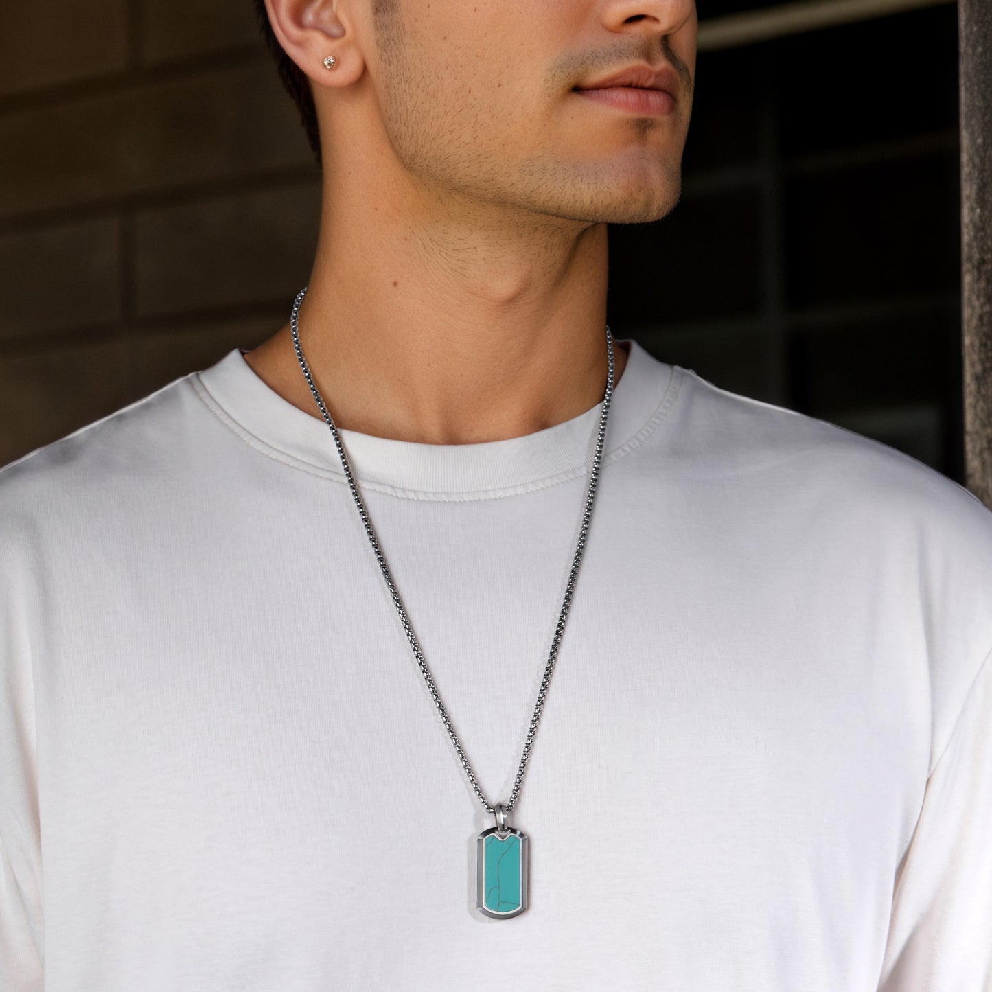 Turquoise Dog Tag Pendant Necklaces