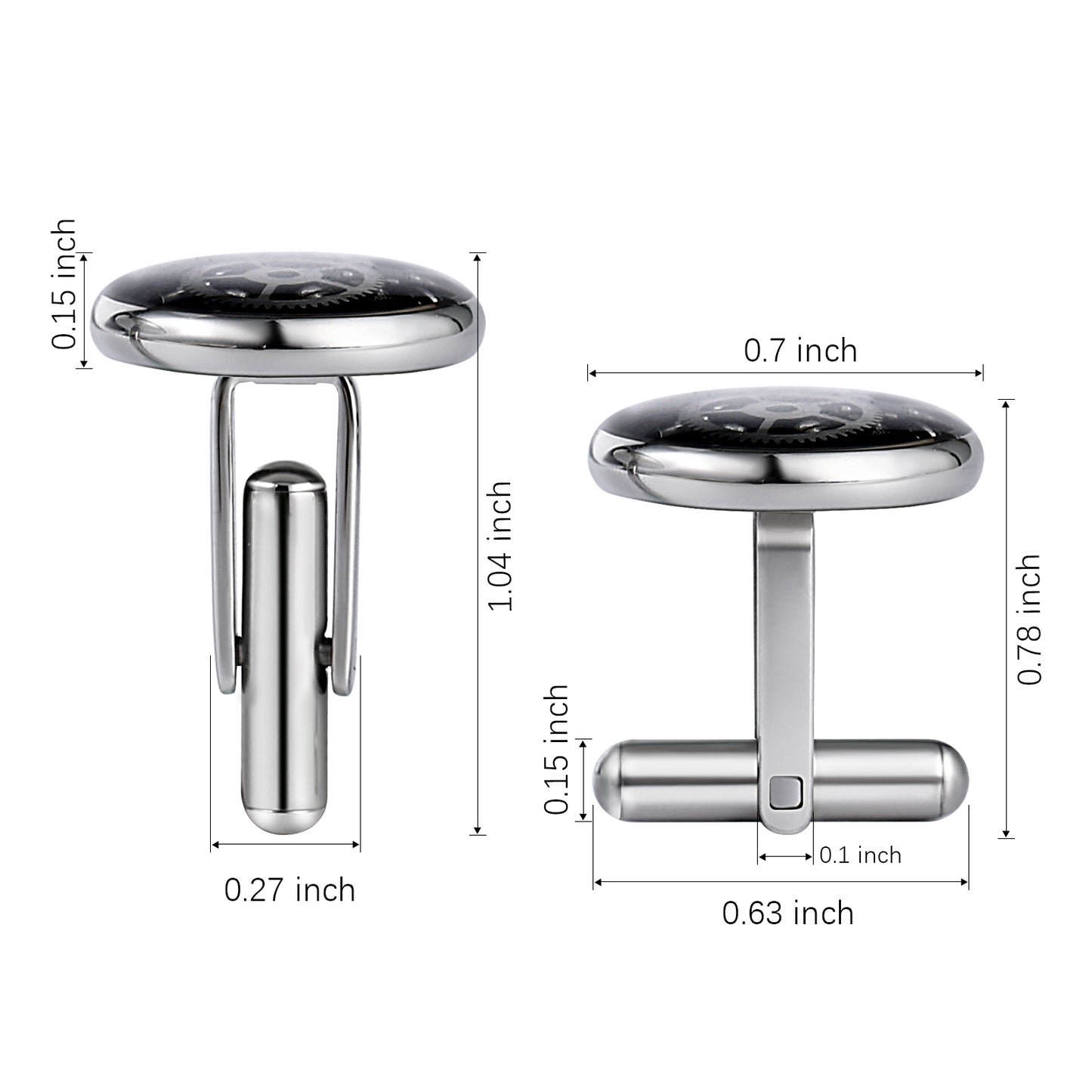 Sliver Steampunk Mens Cufflinks