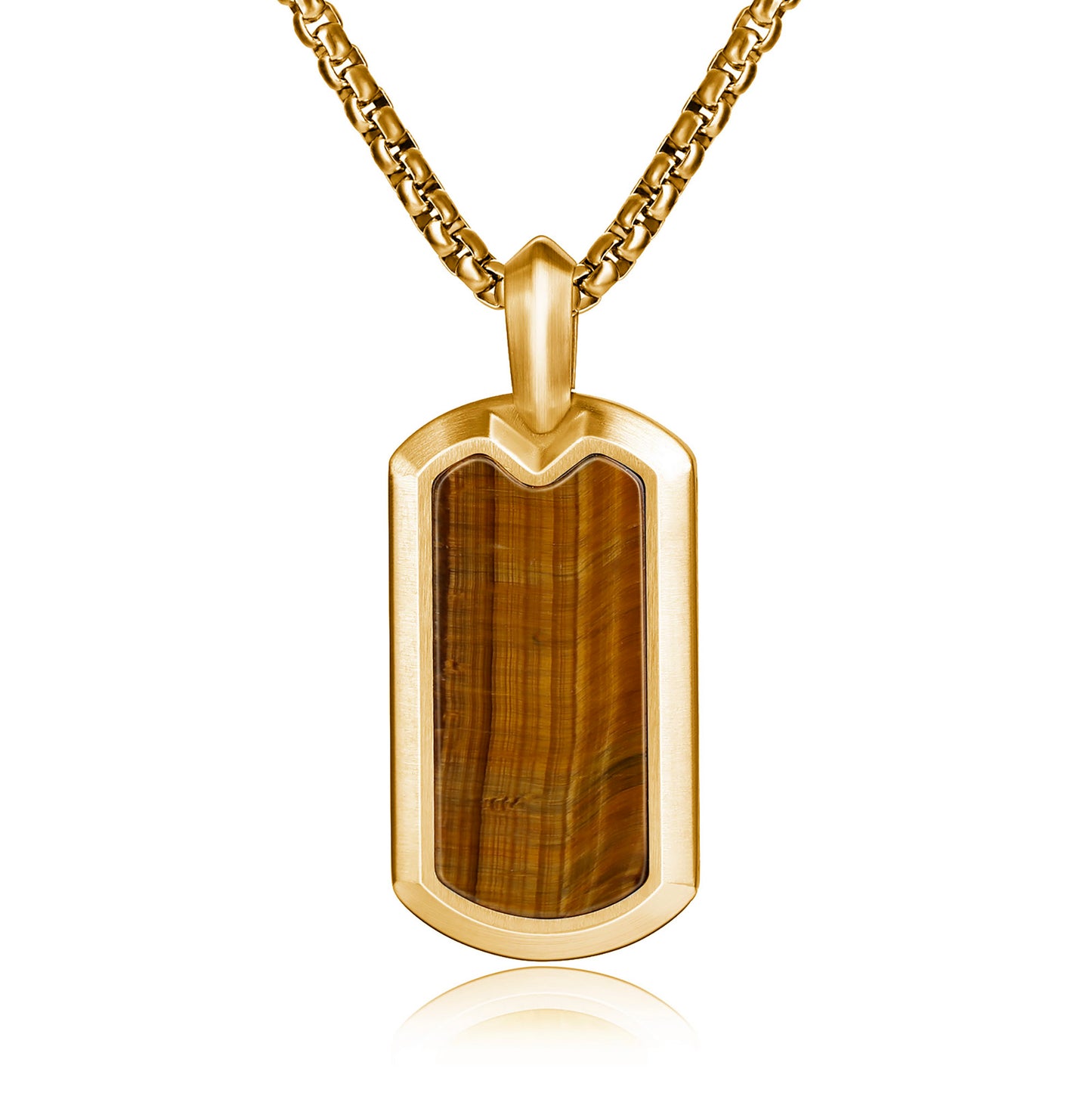 Tiger Eye Dog Tag Pendant Necklace