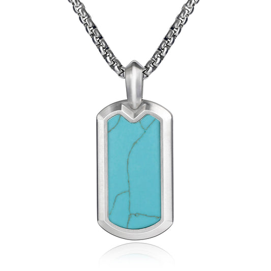 Turquoise Dog Tag Pendant Necklaces