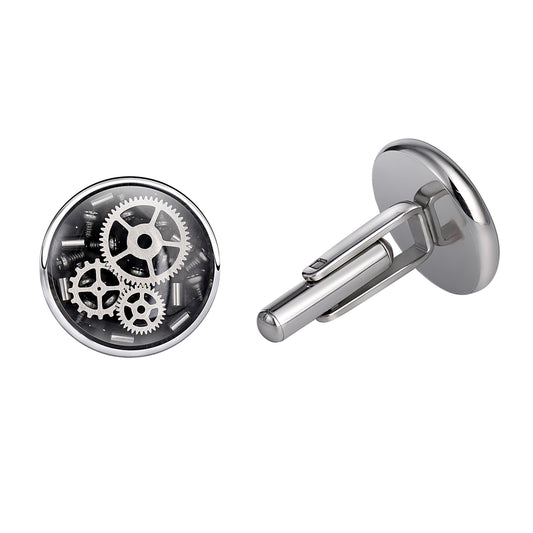 Sliver Steampunk Mens Cufflinks