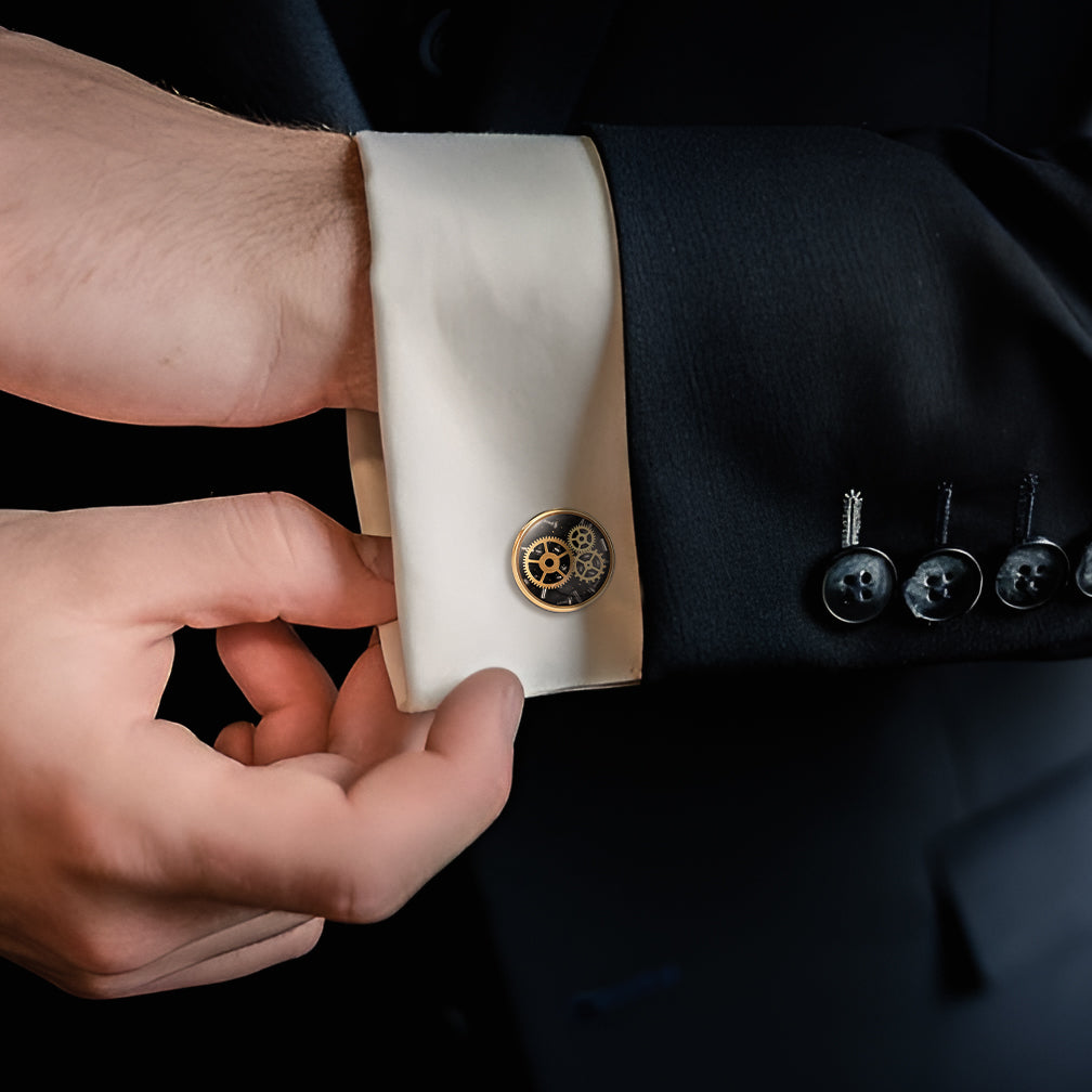 Gold Steampunk Mens Cufflinks