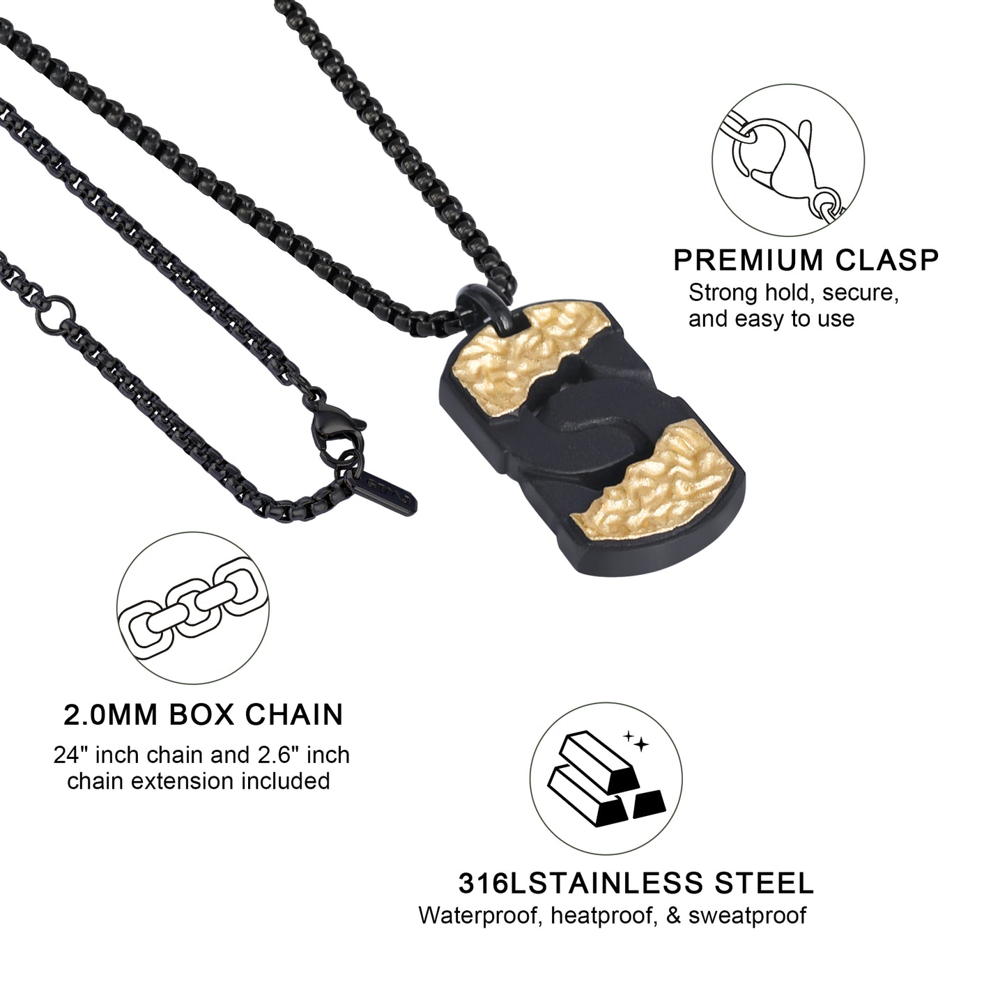 Classic Chain Dog Tag Pendant Necklace