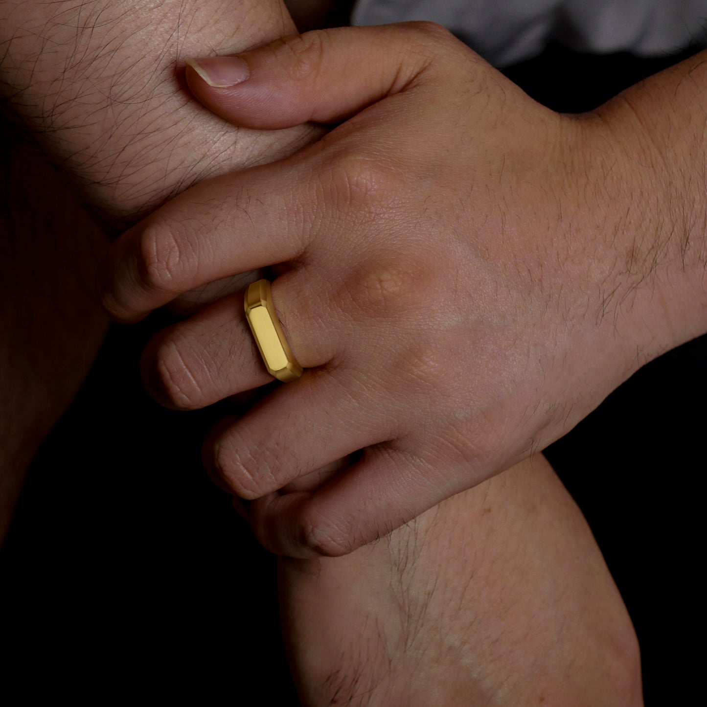 Brushed Gold Plated Titanium Signet Ring - 6mm