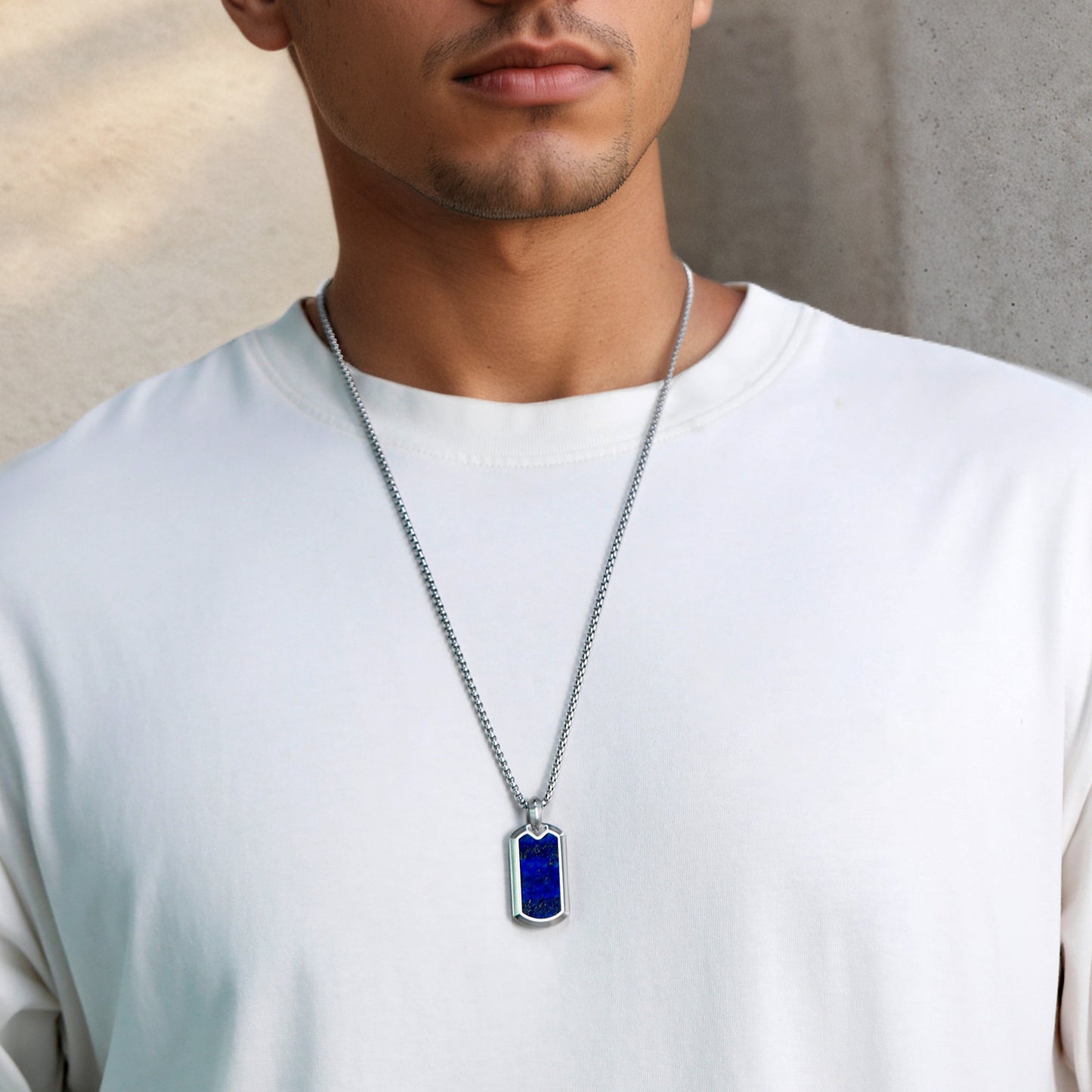 Lapis Lazuli Dog Tag Pendant Necklace