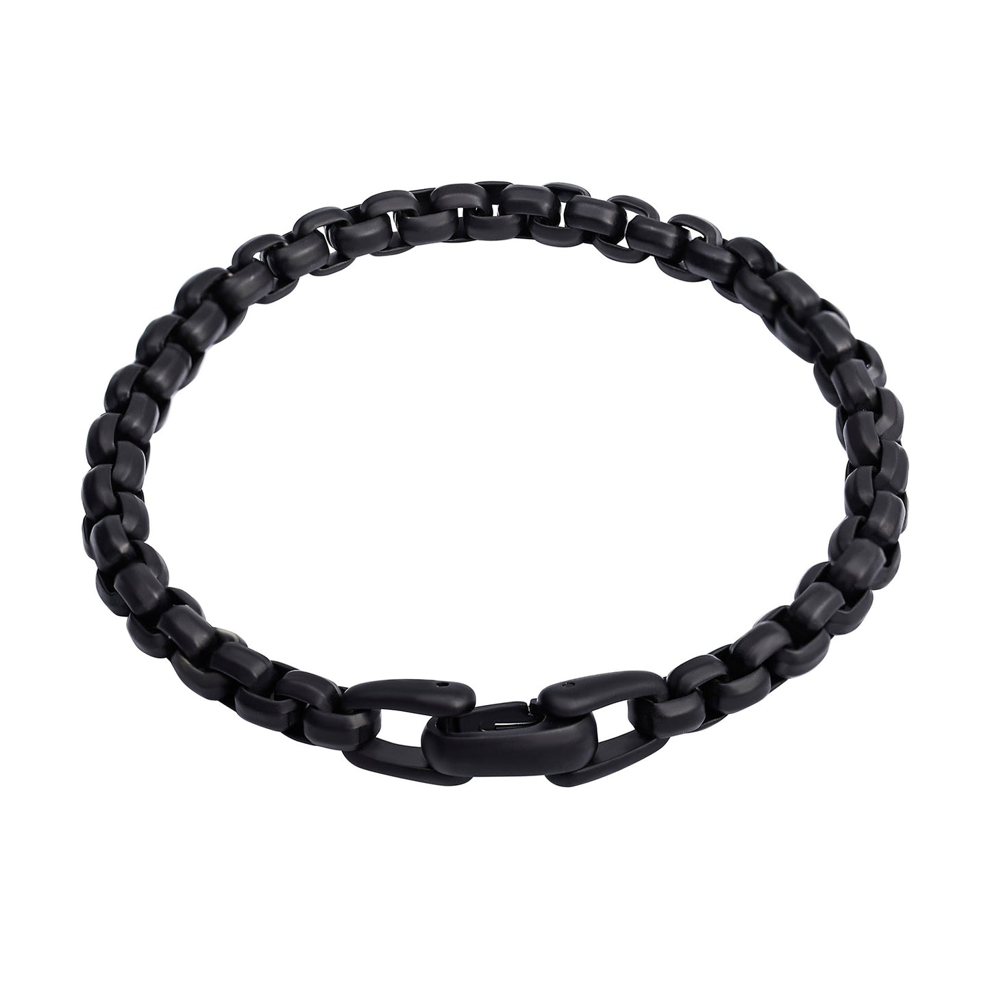 Matte Finish Black IP Stainless Steel Bold Box Chain Bracelet