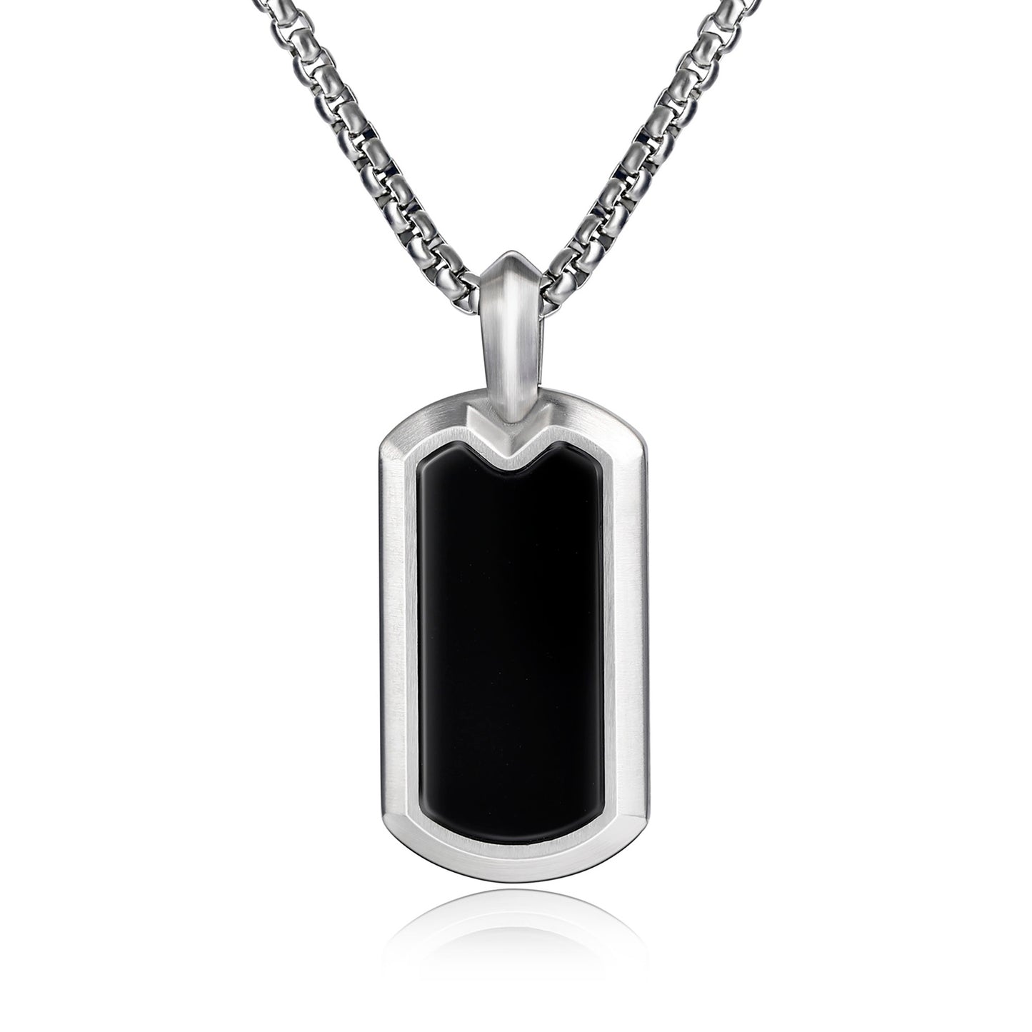 Black Onyx Dog Tag Pendant Necklace